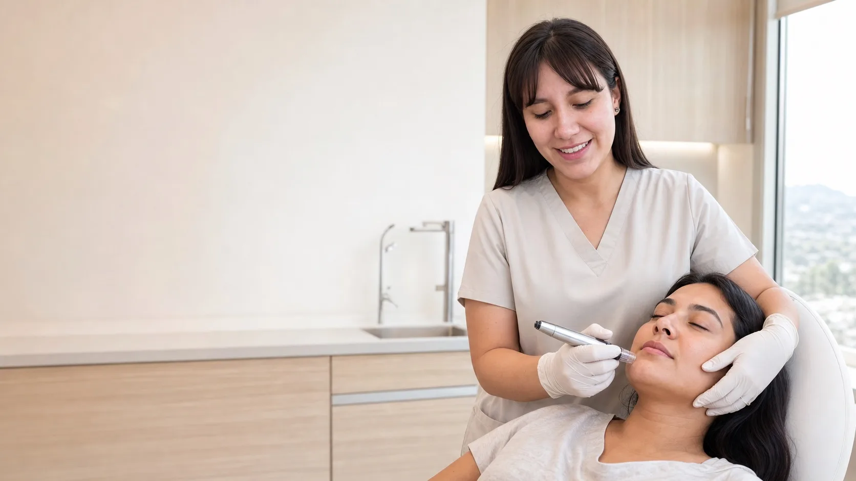 Tratamiento dermatológico realizado con precisión